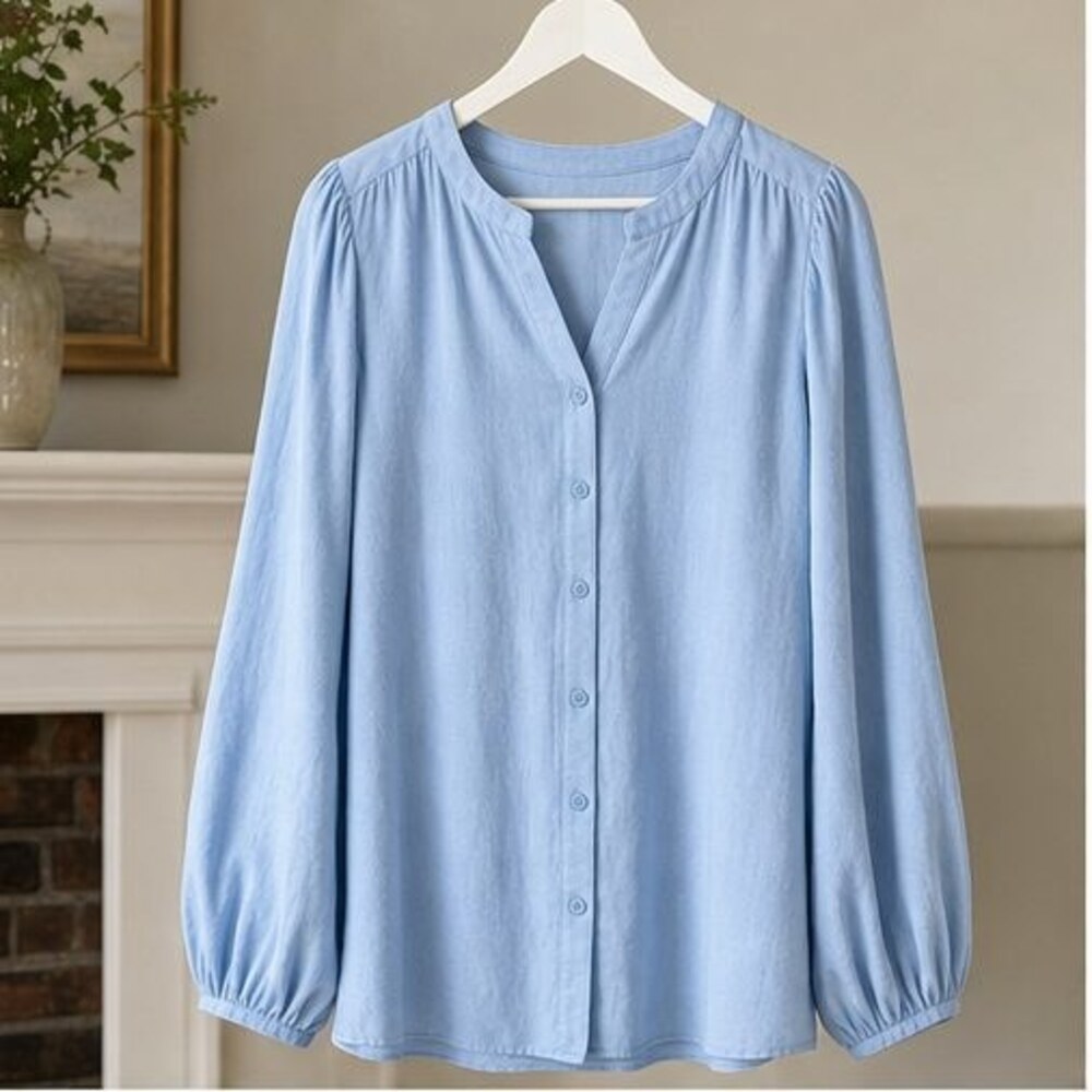 Blue Button Blouse